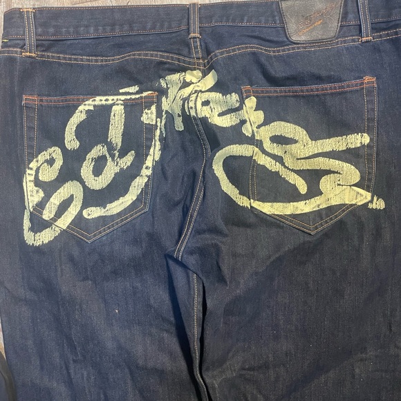 SOLD - ED HARDY extremely baggy graphic jeans pants affliction y2k 2000s jean - Picture 5 of 6